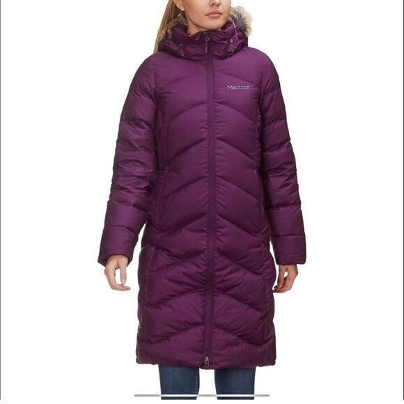 Marmot 700 Down Fill Insulated Parka Coat Hooded Purple Size Small - Picture 1 of 13